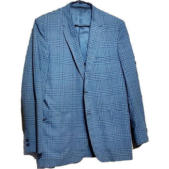 Vintage Bradley Toggery Men’s 42R Blue Brown Plaid Blazer Sport Coat Classic - Picture 2 of 16